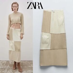Zara patchwork knit long skirt M New